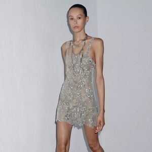 Zara Limited Edition Sequin Mesh Mini Dress